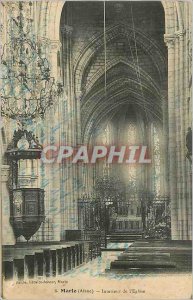Postcard Old Marle (Aisne) Interior of the Church