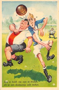 J72/ Sports Postcard c1910 Comic Soccer Futball Header Netherlands 214