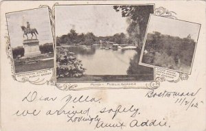 Washington Statue Public Garden State House Over Looking The Common Washingto...