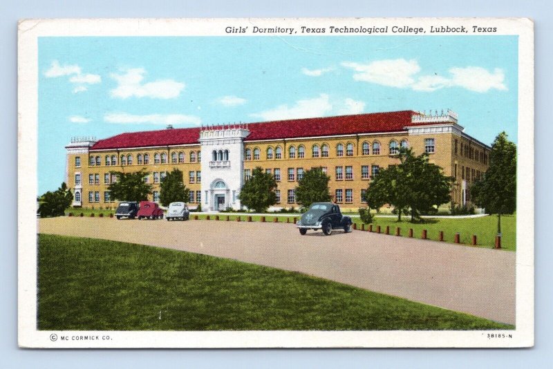 Girls Dormitory Texas Technological College Lubbock Texas TX WB Postcard O4
