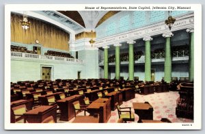 Jefferson City Missouri~House Of Representatives @ State Capitol~Linen Postcard