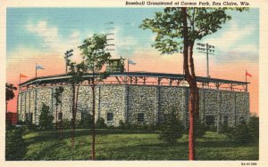 Vintage Postcard 1956 Baseball Grandstand At Carson Park Eau Claire Wisconsin WI