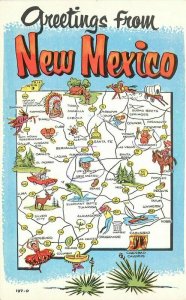 Baxton 1950s Map Attractions New Mexico Map Postcard 7352