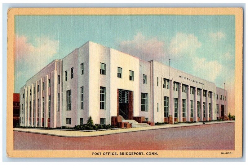 Bridgeport Connecticut CT Postcard United States Post Office Building Exterior