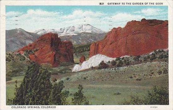 Colorado Colorado Springs Gateway To The Garden Of The Gods 1934
