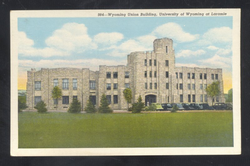 LARAMIE WYOMING UNIVERSITY COWBOYS UNION BUILDING VINTAGE POSTCARD