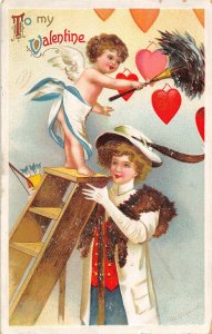 H83/ Valentine's Day Love Postcard c1910 Cupids adder Ellen Clapsaddle 83