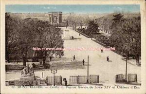 Montpellier - Garden of Peyrou - Louis XIV Statue and Chateau d & # 39eau - O...