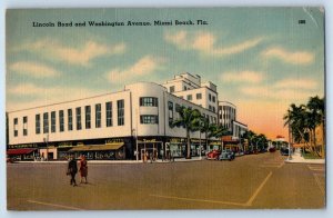 1943 Miami Florida FL Postcard Lincoln Road Washington Avenue Beach Buildings