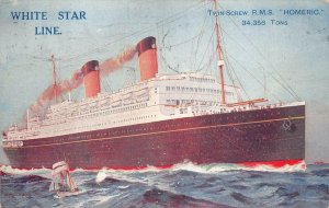 WHITE STAR LINE RMS HOMERIC SHIP ENGLAND PAQUEBOT CANCEL POSTCARD 1923