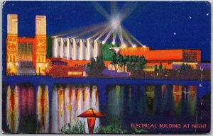 Electrical Building At Night Century Of Progress Chicago 1933 Expo Postcard