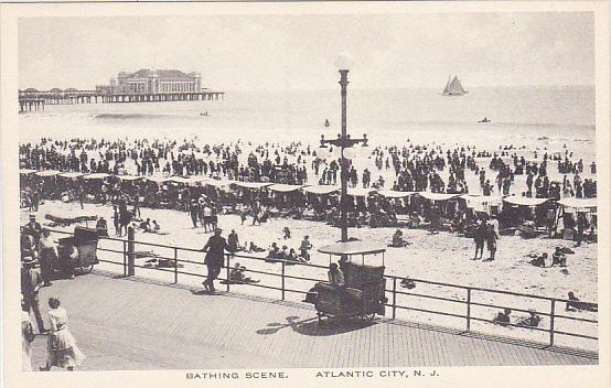 New Jersey Atlantic City Bathing Scene Albertype