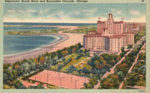 Vintage Postcard 1948 Edgewater Beach Hotel North End Lincoln Park Lake Michigan