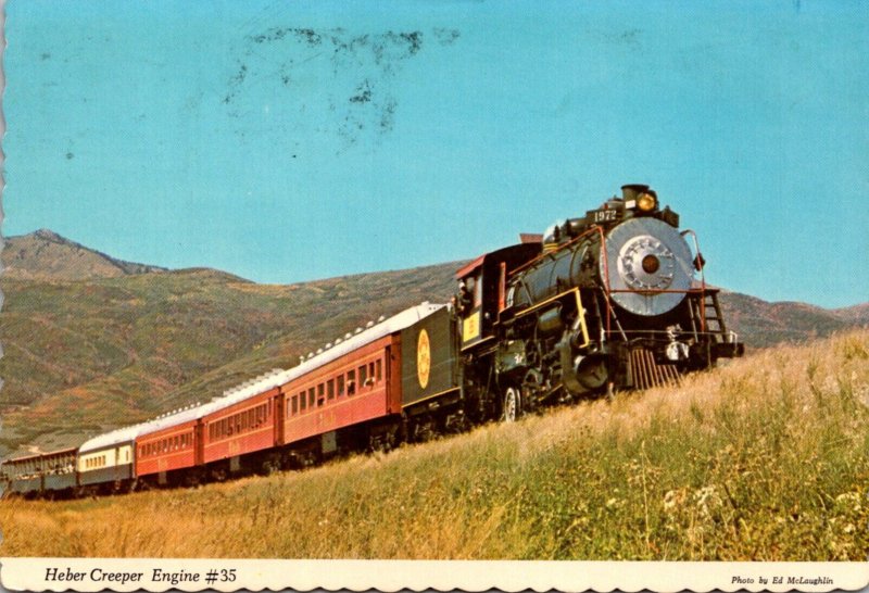 Utah Heber City Heber Creeper Locomotive #35 Thundering Through Heber Valley ...