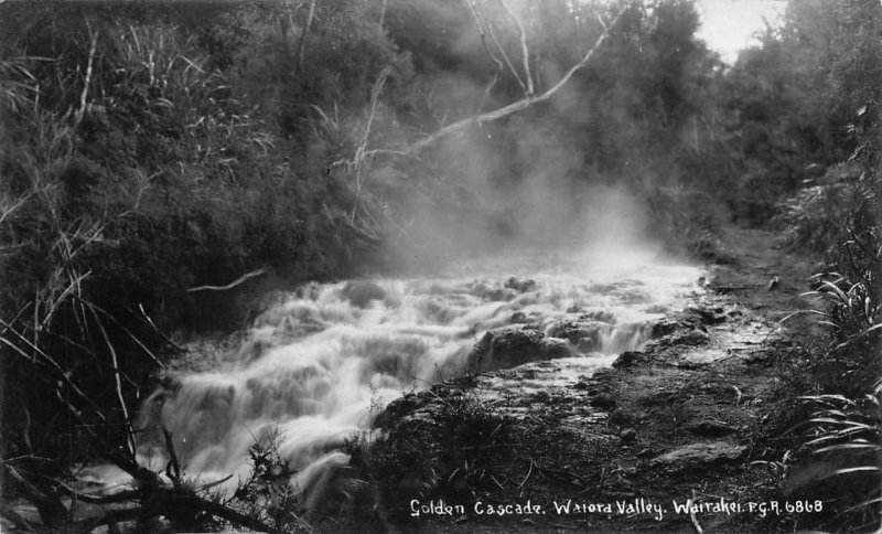 RPPC GOLDEN CASCADE WAIORA VALLEY WAIRAKEI NEW ZEALAND REAL PHOTO POSTCARD c1910