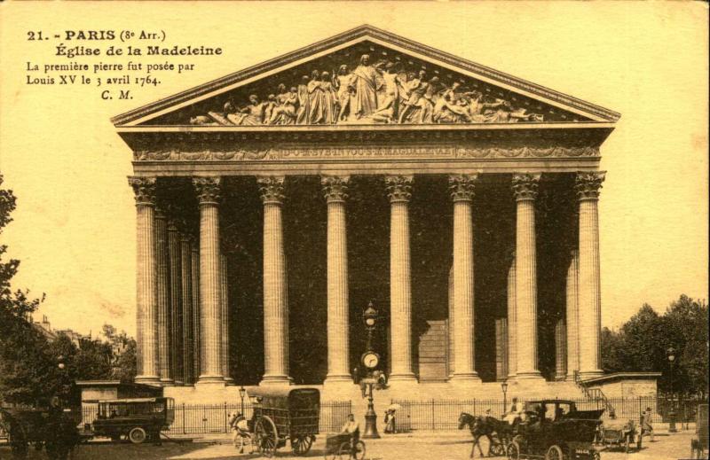 PARIS FRANCE, Eglise de la Madeleine, Vintage Postcard FR133010