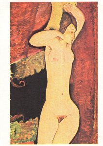 Modigliani Tall Nude Lying French Painting Postcard