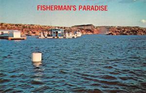 Ute Dam New Mexico boat dock Fisherman's Paradise vintage pc Z44365