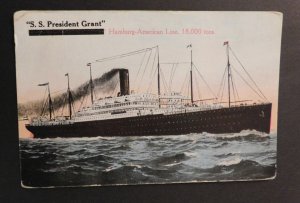 1919 Ship Postcard Cover From New Haven CT S.S. President Grant