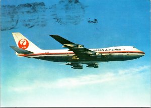 Vintage 1970 Japan Airlines JAL Boeing B-747 Jet Courier Aerial View Postcard