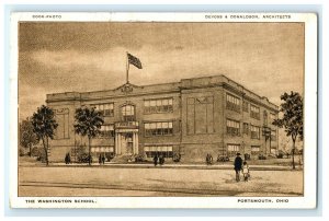 The Washington School Portsmouth OH Ohio Postcard (BG9)