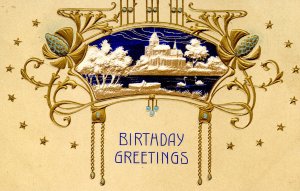 Greeting - Birthday. Embossed, Gold Foil