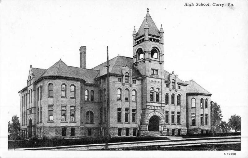 Corry Pennsylvania High School Street View Antique Postcard K49298