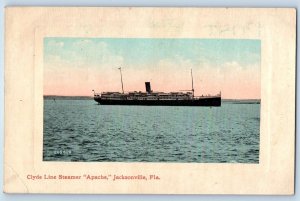 Jacksonville Florida FL Postcard Clyde Line Steamer Apache Scene 1908 Antique