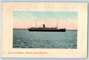 Jacksonville Florida FL Postcard Clyde Line Steamer Apache Scene 1908 Antique