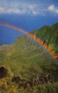 KALALAU VALLEY Kauai, Hawaii Rainbow ca 1960s Vintage Postcard