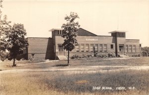 J4/ Osseo Wisconsin RPPC Postcard c1930s High School Building 125