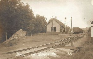 Jay Bridge ME Railroad Station Train Depot Real Photo Postcard