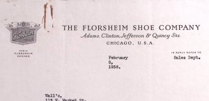 1938 FLORSHEIM SHOE CO CHICAGO WALLS CLOTHING ORRVILLE OHIO LETTERHEAD  Z442