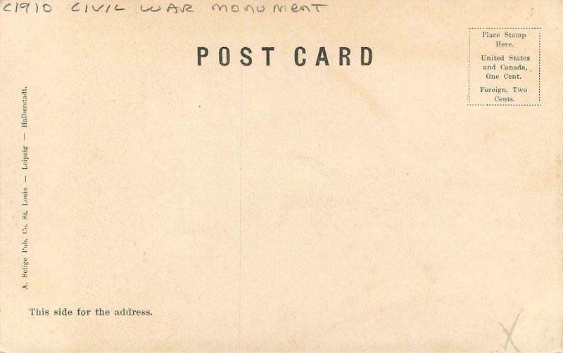 C-1910 Civil War Memorial Vicksburg Mississippi Military Postcard Fox 13080