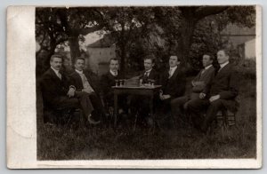 RPPC Dapper And Handsome Men Having Drinks On Lawn Real Photo Postcard P24