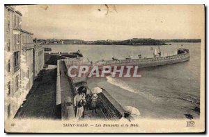 Postcard Old Saint Malo Ramparts and Mole