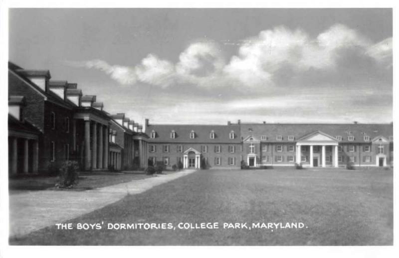 College Park Maryland University Boys Dormitories Real Photo Postcard J60095