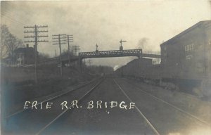 Postcard RPPC C-1912 Pennsylvania Erie Railroad Bridge tracks 24-4957