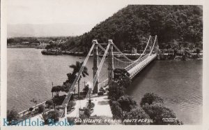 Postcard RPPC Sao Vincente Brasil Ponte Pensil