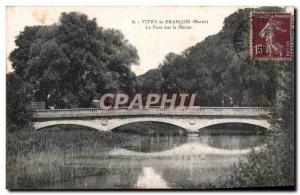 Old Postcard Vitry le Francois Marne Bridge over the Marne