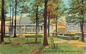 MUSKEGON MICHIGAN~RECREATION PARK-OLD GRAND DAD WHISKEY SIGN~1910s POSTCARD