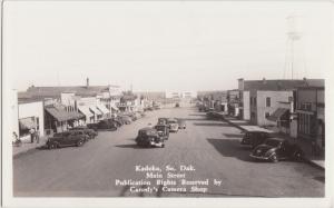 South Dakota SD Real Photo RPPC Postcardc1940s KADOKA Main Street Canedy's Shop