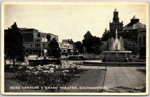 Rose Gardens And Grand Theatre Southampton Hampshire England Postcard