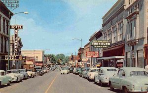 Suffolk Street Cars Drug Store Hotel St James Ironwood Michigan 1950s postcard