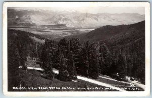 c1930s Jackson Hole, Wyo RPPC Teton Pass Birds Eye View Real Photo Postcard A200