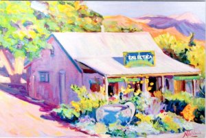 Moab, UT Utah  EKLECTICA CAFE Bead Store/Bakery 4X6 NATALY JOLIBOIS Art Postcard