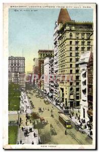 Postcard Old Broadway Looking Uptown From City Hall Park New York