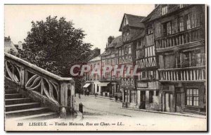 Lisieux Postcard Old Street Old houses in Cahr