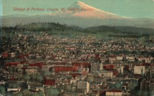 Vintage Postcard 1910's Glimpse Of Portland Oregon Mount Hood In Distance Oregon