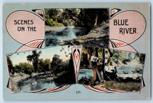 Kansas City Missouri Postcard Scene Blue River Multiview Butterfly 1911 Vintage